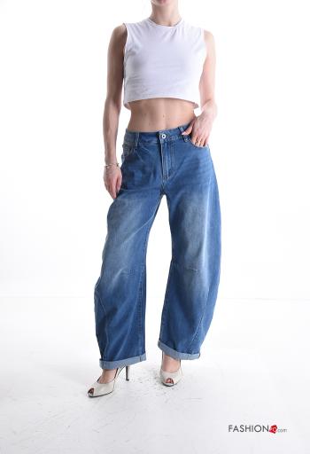denim Cotton Jeans with buttons with zip with pockets - ph 5