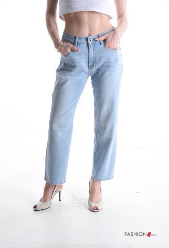Jeans en Coton en denim longue à boutons avec fermeture éclair - ph 1