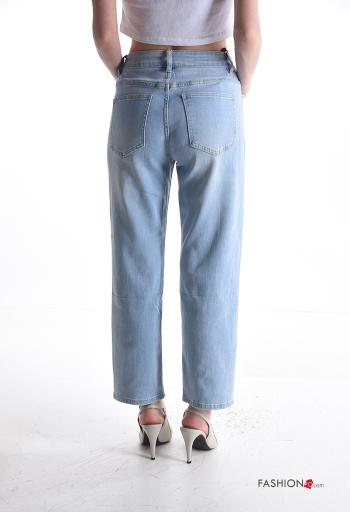 Jeans en Coton en denim longue à boutons avec fermeture éclair - ph 2