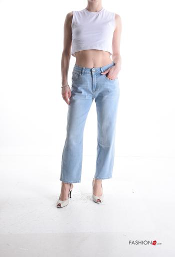 Jeans en Coton en denim longue à boutons avec fermeture éclair - ph 5