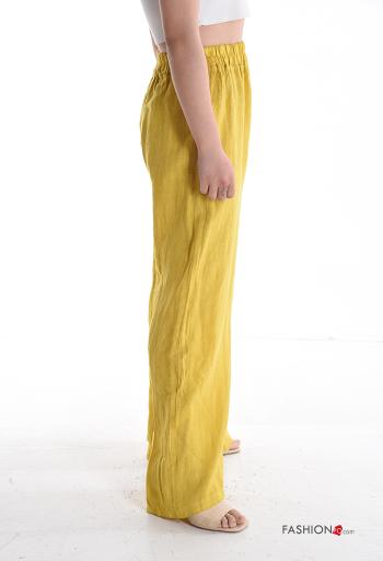 Pantalones de Lino wide leg con elástico - ph 3