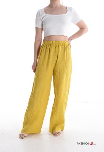 Pantalones de Lino wide leg con elástico - ph 5