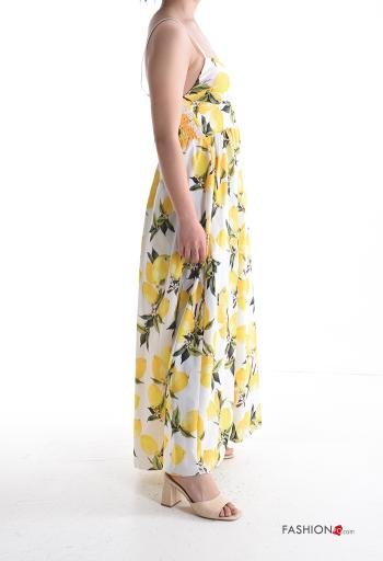 Vestido sin mangas espalda descubierta ajustable largo Estampado objetos con abertura escote profundo - ph 3