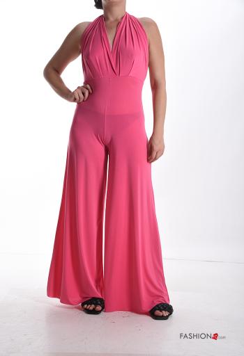 Jumpsuit regolabile scollato sulla schiena con fiocco scollo a V