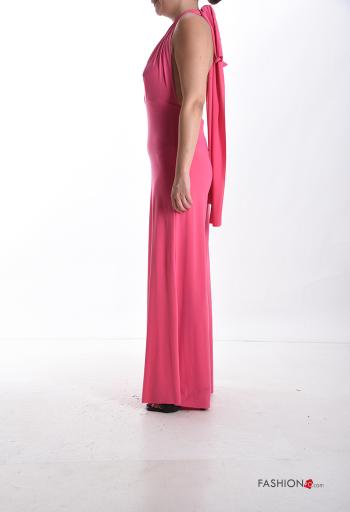 Jumpsuit regolabile scollato sulla schiena con fiocco scollo a V - ph 3