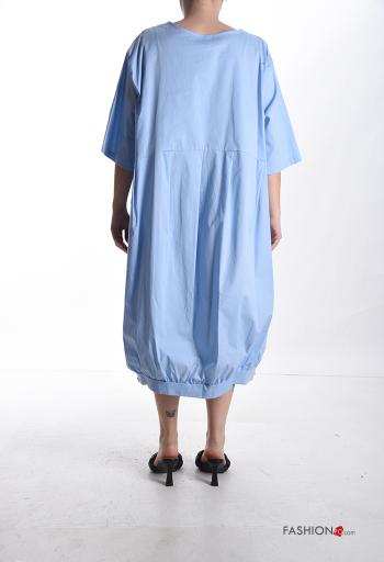 Abito in Cotone oversize girocollo con tasche maniche a tre quarti - ph 2