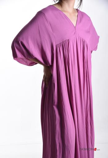 Abito in Cotone oversize lungo scollo a V maniche a tre quarti - ph 4