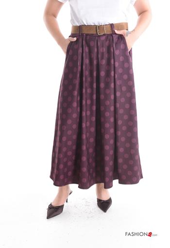 Jupe cloche Imprimé à pois avec ceinture avec poches