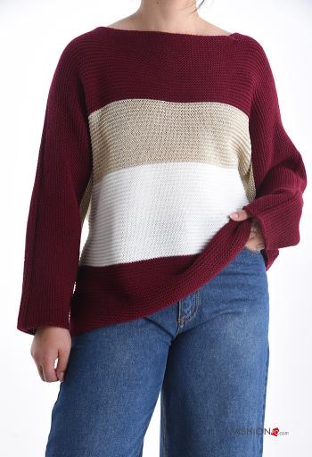 Striped long sleeve crew neck lurex Sweater