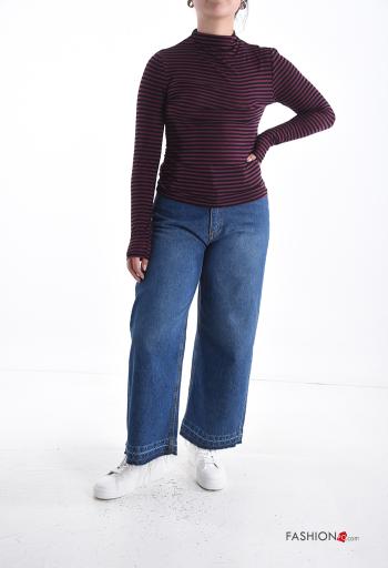 Maglietta a manica lunga in Misto Cashmere Fantasia righe a collo alto - ph 5