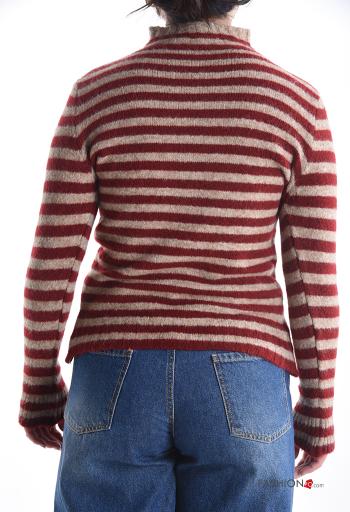 Maglione in Misto Lana maniche lunghe Fantasia righe a collo alto - ph 2