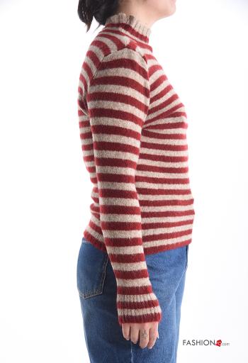 Maglione in Misto Lana maniche lunghe Fantasia righe a collo alto - ph 3