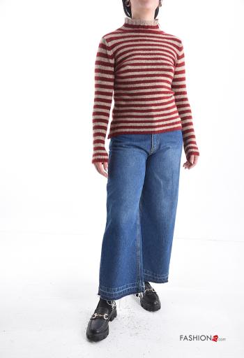 Maglione in Misto Lana maniche lunghe Fantasia righe a collo alto - ph 5