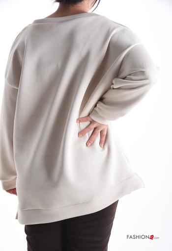 Felpa maniche lunghe girocollo Fantasia scritta con zip - ph 2