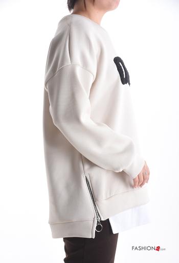 Felpa maniche lunghe girocollo Fantasia scritta con zip - ph 3
