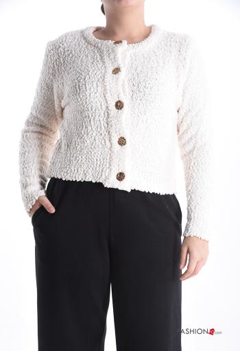 long sleeve crew neck Cardigan with buttons - ph 1