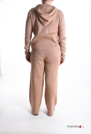 Conjunto em jersey canelado manga comprida com strass com capuz com elástico - ph 2