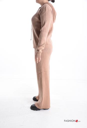 Conjunto em jersey canelado manga comprida com strass com capuz com elástico - ph 3