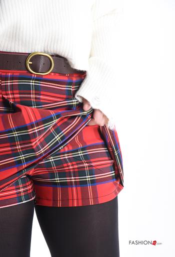 Jupe-Pantalon courte Motif tartan avec ceinture - ph 4