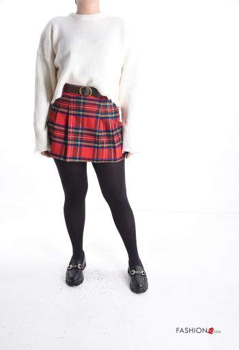 Jupe-Pantalon courte Motif tartan avec ceinture - ph 5