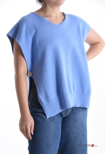 Maglione maniche corte con spacco con bottoni scollo a V - ph 1