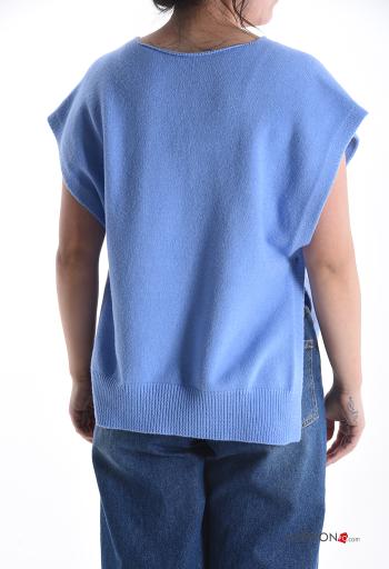 Maglione maniche corte con spacco con bottoni scollo a V - ph 2