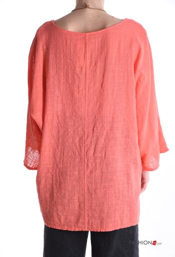 Tunica in Cotone girocollo oversize maniche lunghe con collana - ph 2