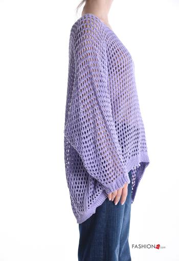 Jersey de Algodón manga larga extra grande de rejilla con cuello en v - ph 3