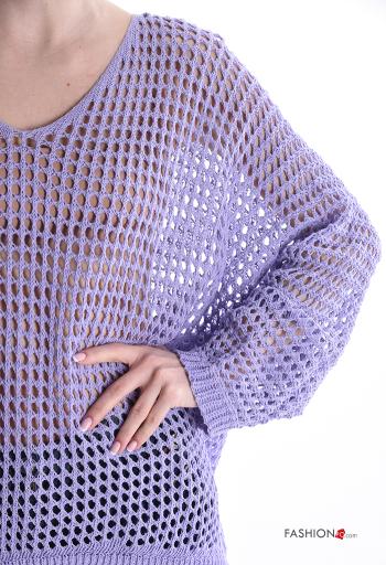 Jersey de Algodón manga larga extra grande de rejilla con cuello en v - ph 4