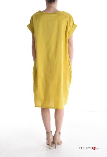 Robe en Coton manches courtes à genoux avec poches - ph 2