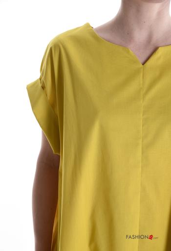 Robe en Coton manches courtes à genoux avec poches - ph 4