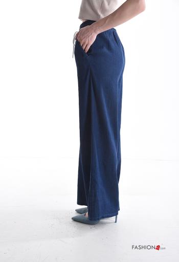 Pantalones wide leg con bolsillos con elástico - ph 3