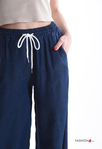 Pantalones wide leg con bolsillos con elástico - ph 4