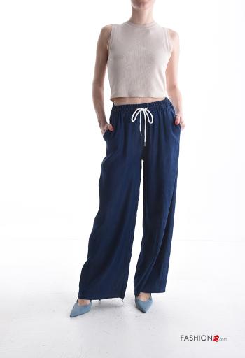 Pantalones wide leg con bolsillos con elástico - ph 5