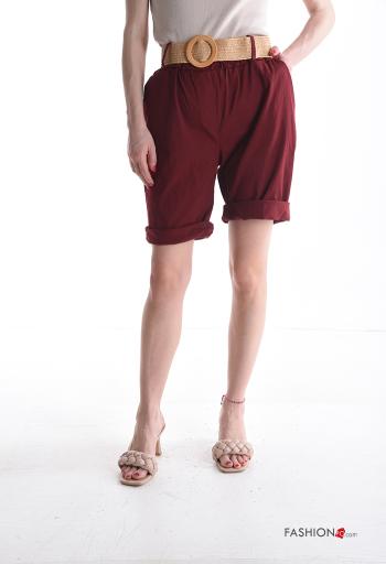 Bermudas de Algodón con bolsillos con cinturón con elástico