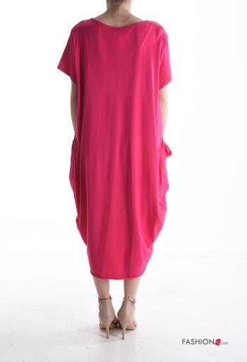 Vestido de Algodón manga corta extra grande cuello redondo con bolsillos - ph 2