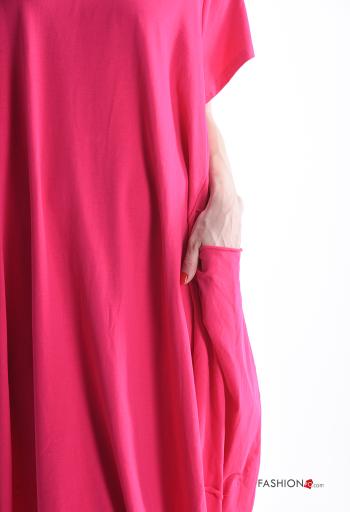 Vestido de Algodón manga corta extra grande cuello redondo con bolsillos - ph 4