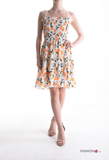 Vestido sin mangas ajustable por la rodilla Estampado mixto con volantes con elástico - ph 1