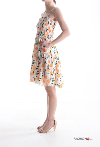 Vestido sin mangas ajustable por la rodilla Estampado mixto con volantes con elástico - ph 3