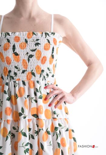 Vestido sin mangas ajustable por la rodilla Estampado mixto con volantes con elástico - ph 4