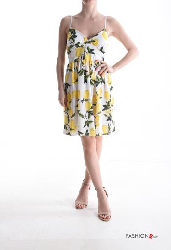 Vestido ajustable espalda descubierta Estampado mixto con elástico escote profundo