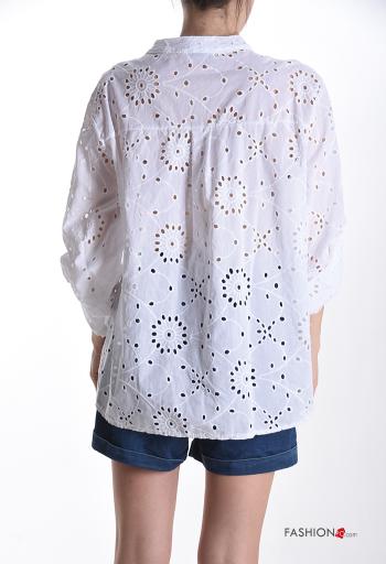 Camicia in Cotone con bottoni in pizzo sangallo - ph 2