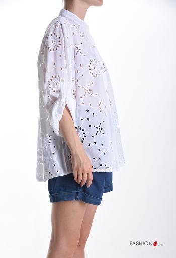 Camicia in Cotone con bottoni in pizzo sangallo - ph 3
