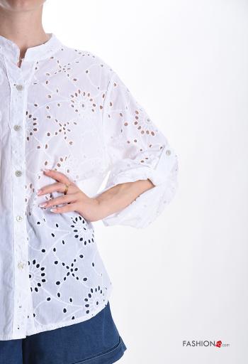 Camicia in Cotone con bottoni in pizzo sangallo - ph 4