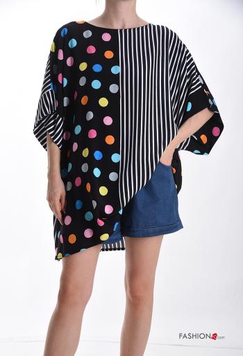Tunica girocollo oversize maniche corte Fantasia mista