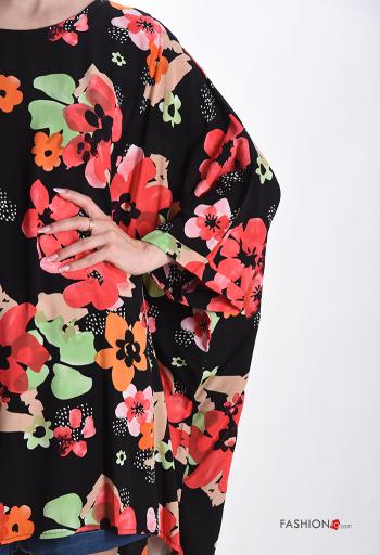 Tunica oversize girocollo Fantasia floreale maniche a tre quarti - ph 4
