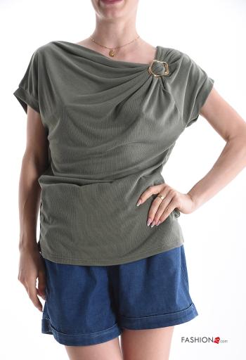 mit schnalle asymmetrisch kurze ärmel Bluse