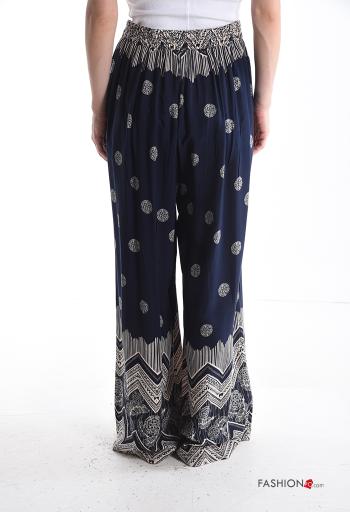 Bedrucktes wide leg Hose mit Taschen mit gummizug mit Schleife - ph 2