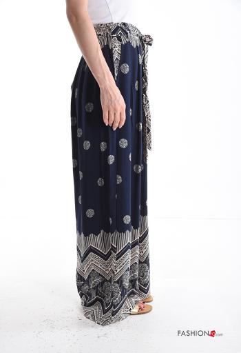 Bedrucktes wide leg Hose mit Taschen mit gummizug mit Schleife - ph 3