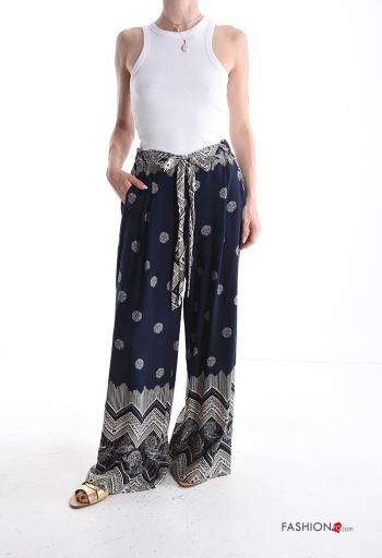 Bedrucktes wide leg Hose mit Taschen mit gummizug mit Schleife - ph 5